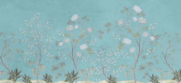 Chinoiserie Blossoms on Teal