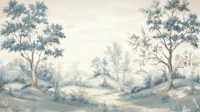 Serene Foggy Trees Meadow wallpaper
