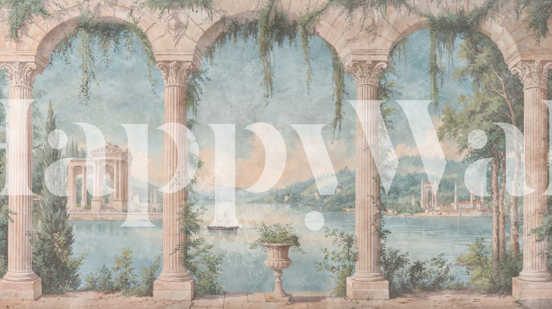 Classical arches wallpaper in a room