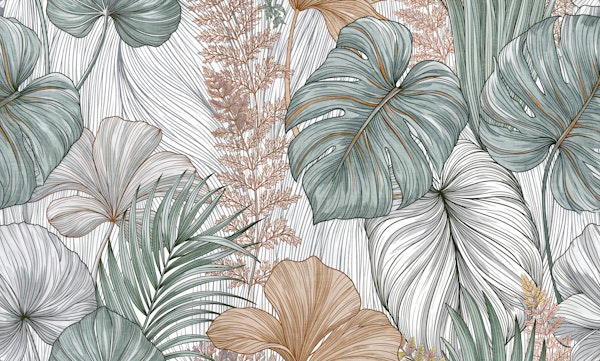 Sage Monstera Botanical Mural