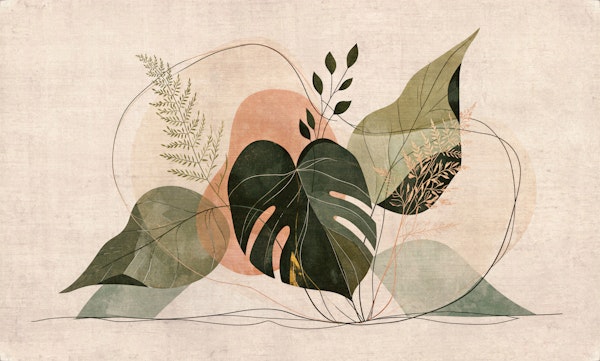 Abstract Botanical Japandi Mural