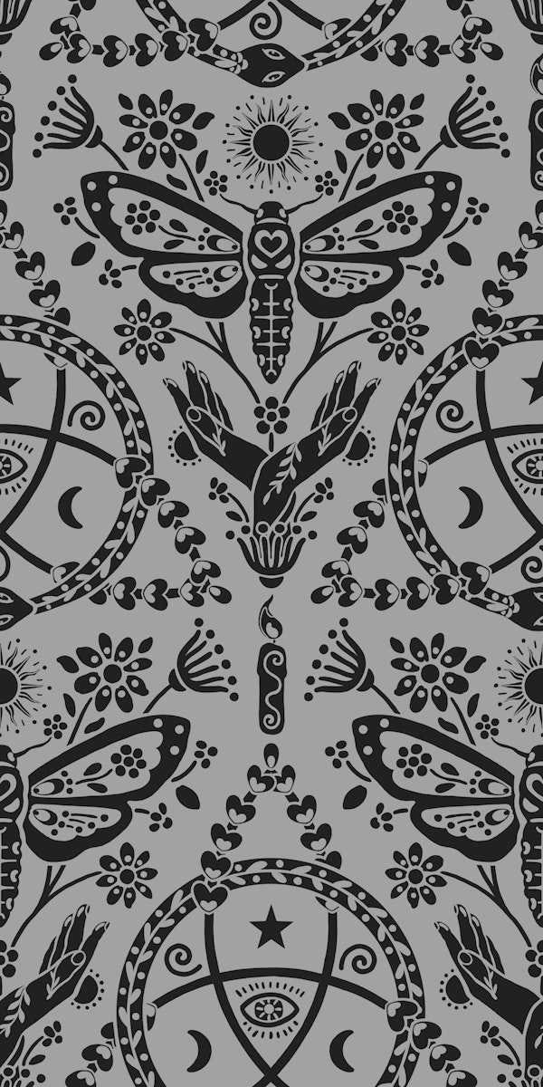 Whimsigothic Celestial Moth - Grey Black