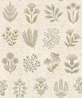 Vintage Botanical Herbarium - earthy sage wallpaper