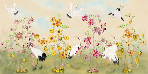 Chinoiserie Cranes and Flowers