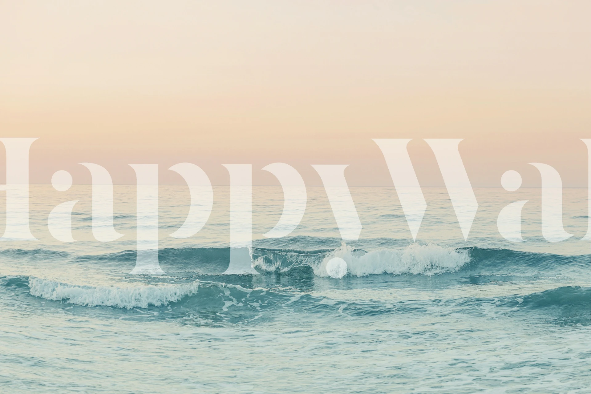Pastel ocean wallpaper in a bright room