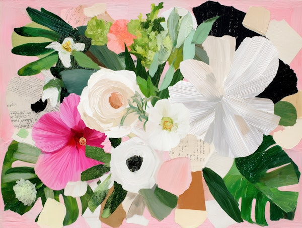Pink Tropical Floral Collage