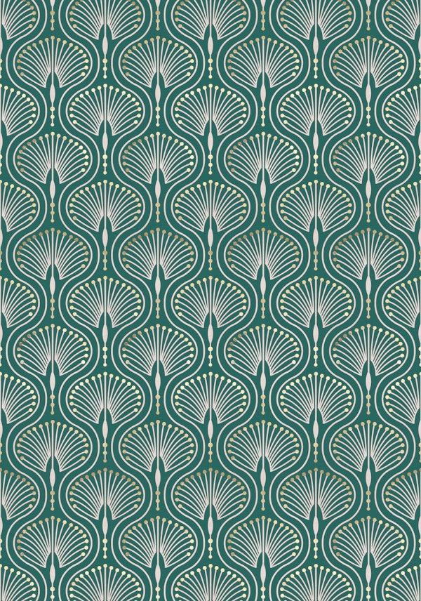 Teal Art Deco Fan Shells