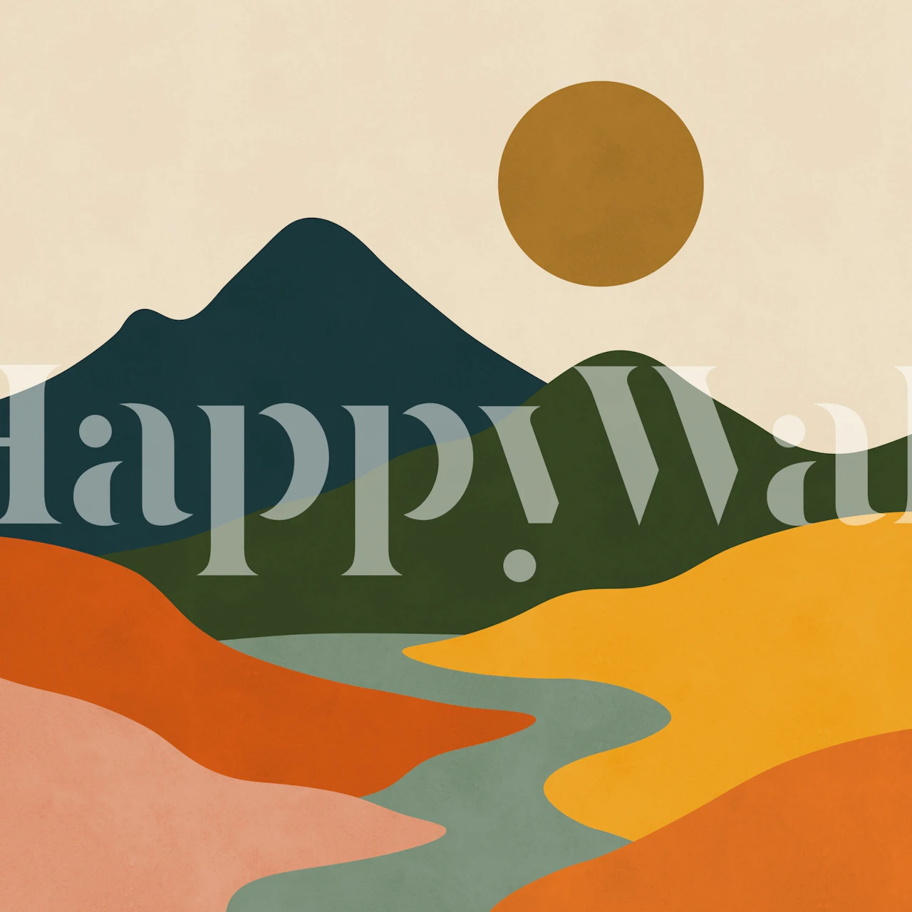 Minimalist Desert River Sunset wallpaper