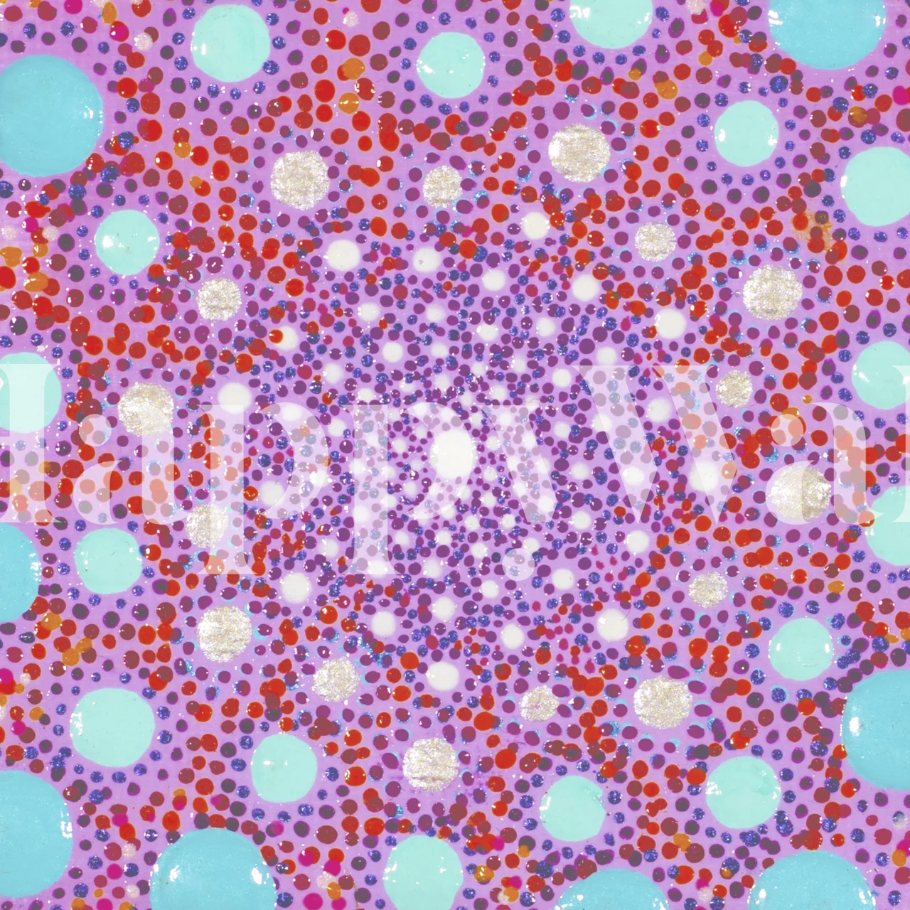 Colorful geometric pattern with pink and blue dots wallpaper