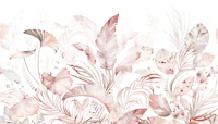 tropical plants red wallpaper