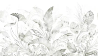 tropical plants grey wallpaper