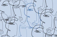 Face line art blue wallpaper