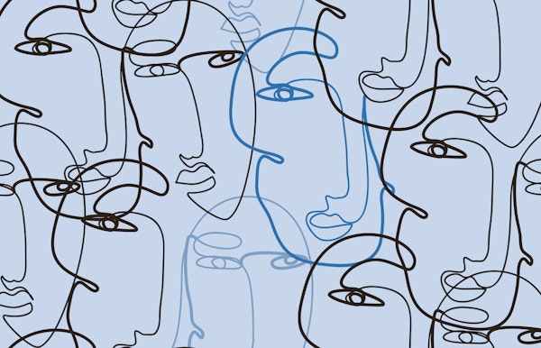 Face line art blue