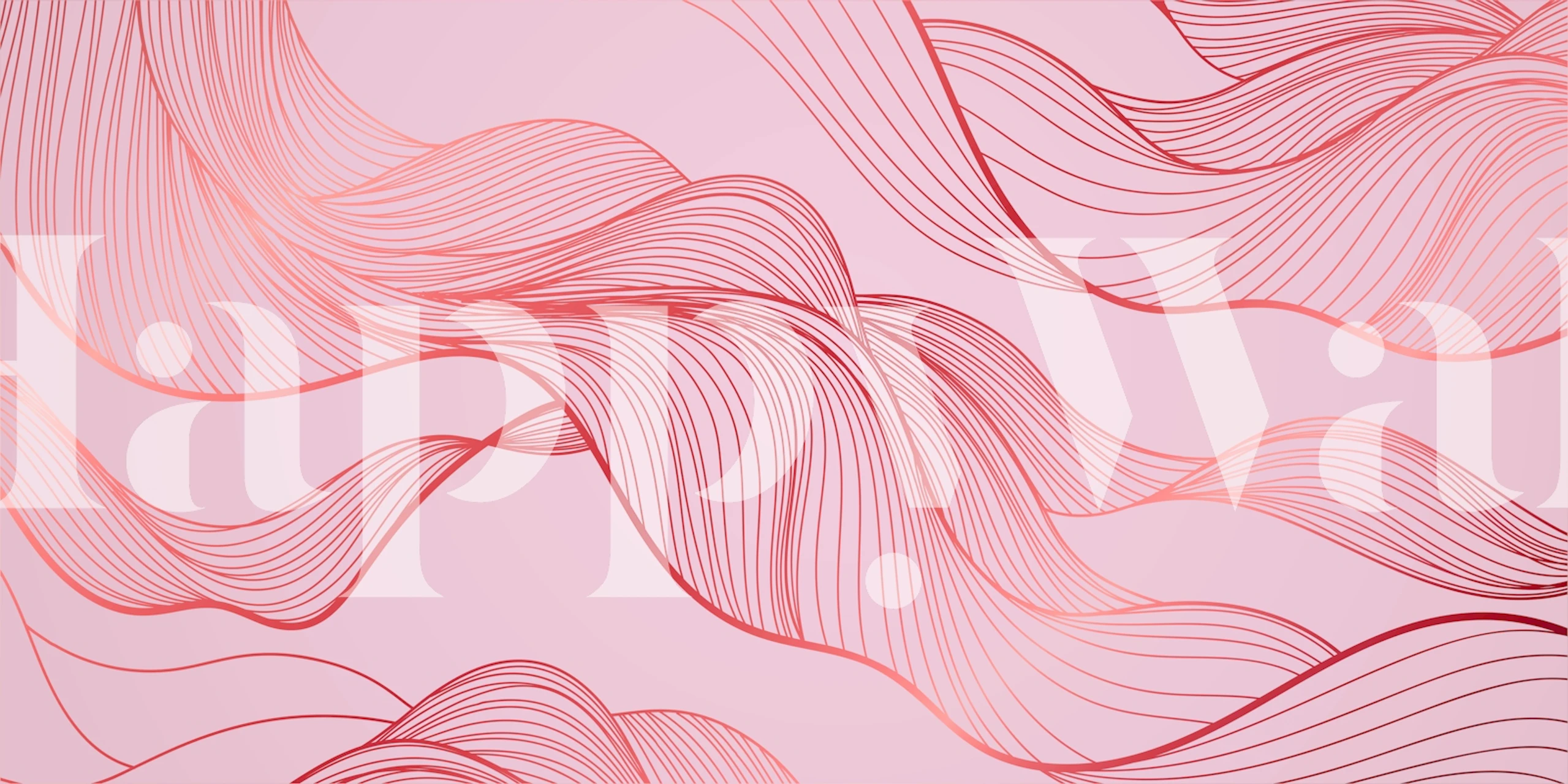 Blush pink wavy line wallpaper in a room