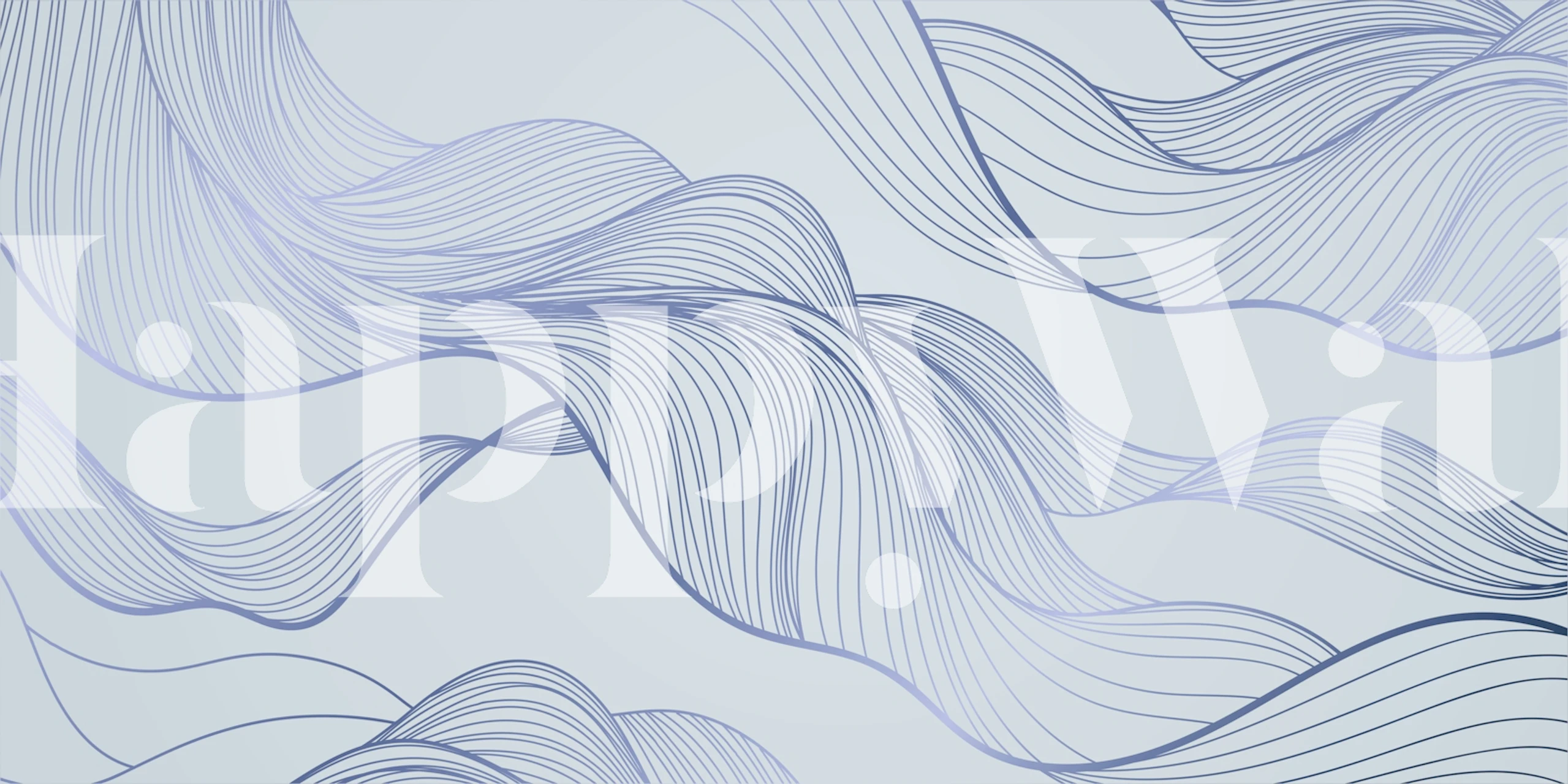 Blue abstract line wallpaper in a modern room