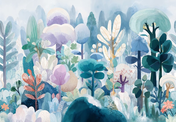 Vibrant Blue Forest Dream