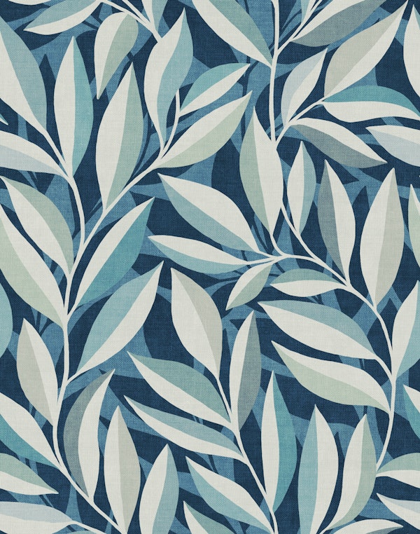 Indigo Blue Denim Leaf Silhouette