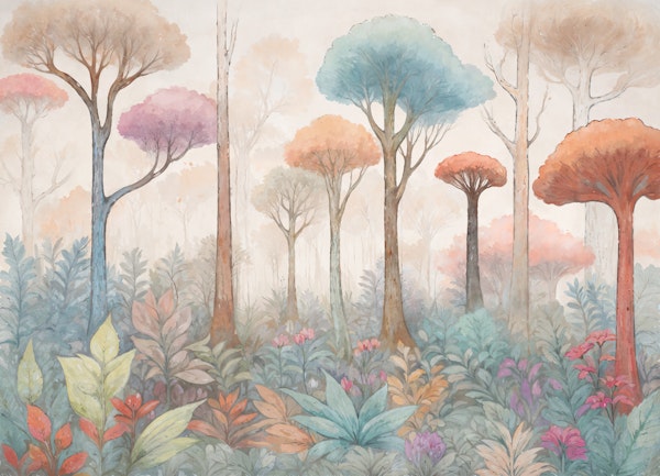 Whimsical Pastel Tree Grove