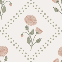 Soft Botanical Chrysanthemum Dotty Green wallpaper
