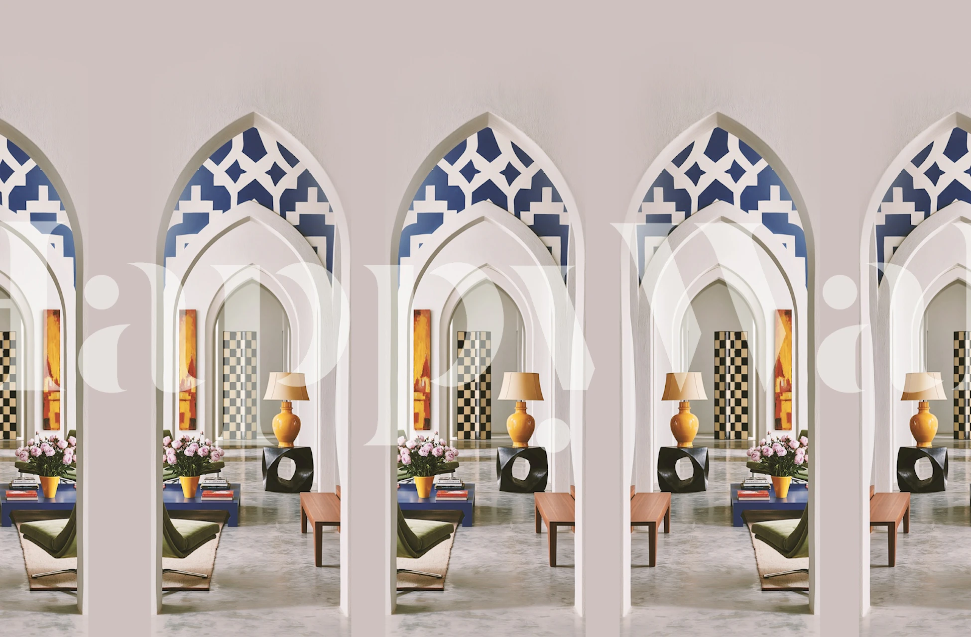 Arch wallpaper in a styled room