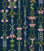 Victorian Botanical Spring Navy wallpaper