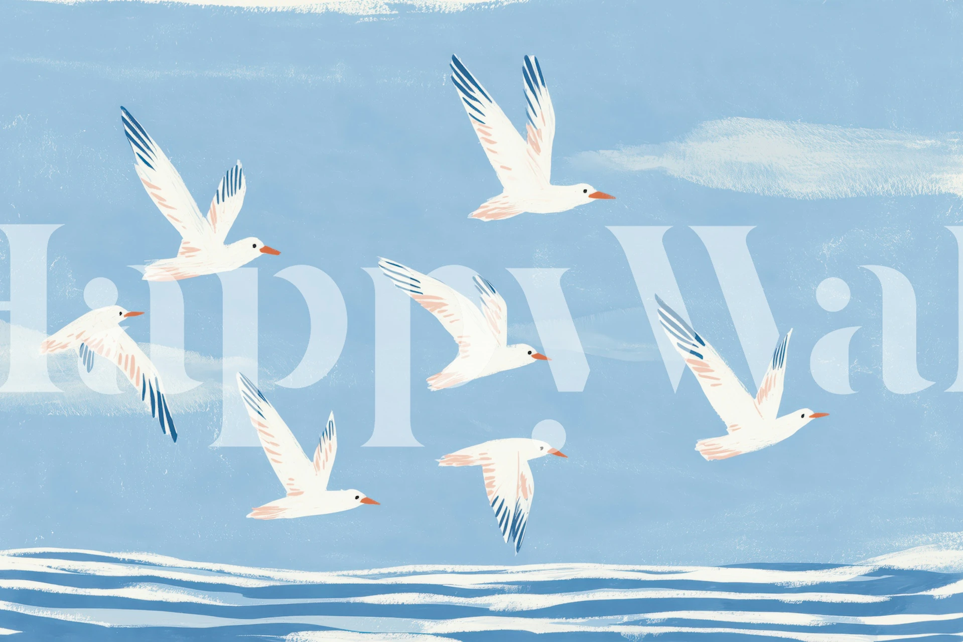 Coastal Seabirds in Flight wallpaper
