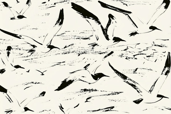 Abstract Flying Seabirds
