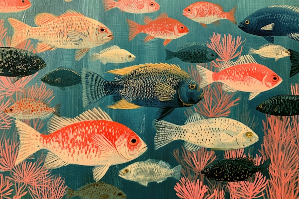 Vintage Coral Reef Fish