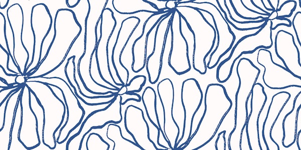 Navy Line Floral Sketch