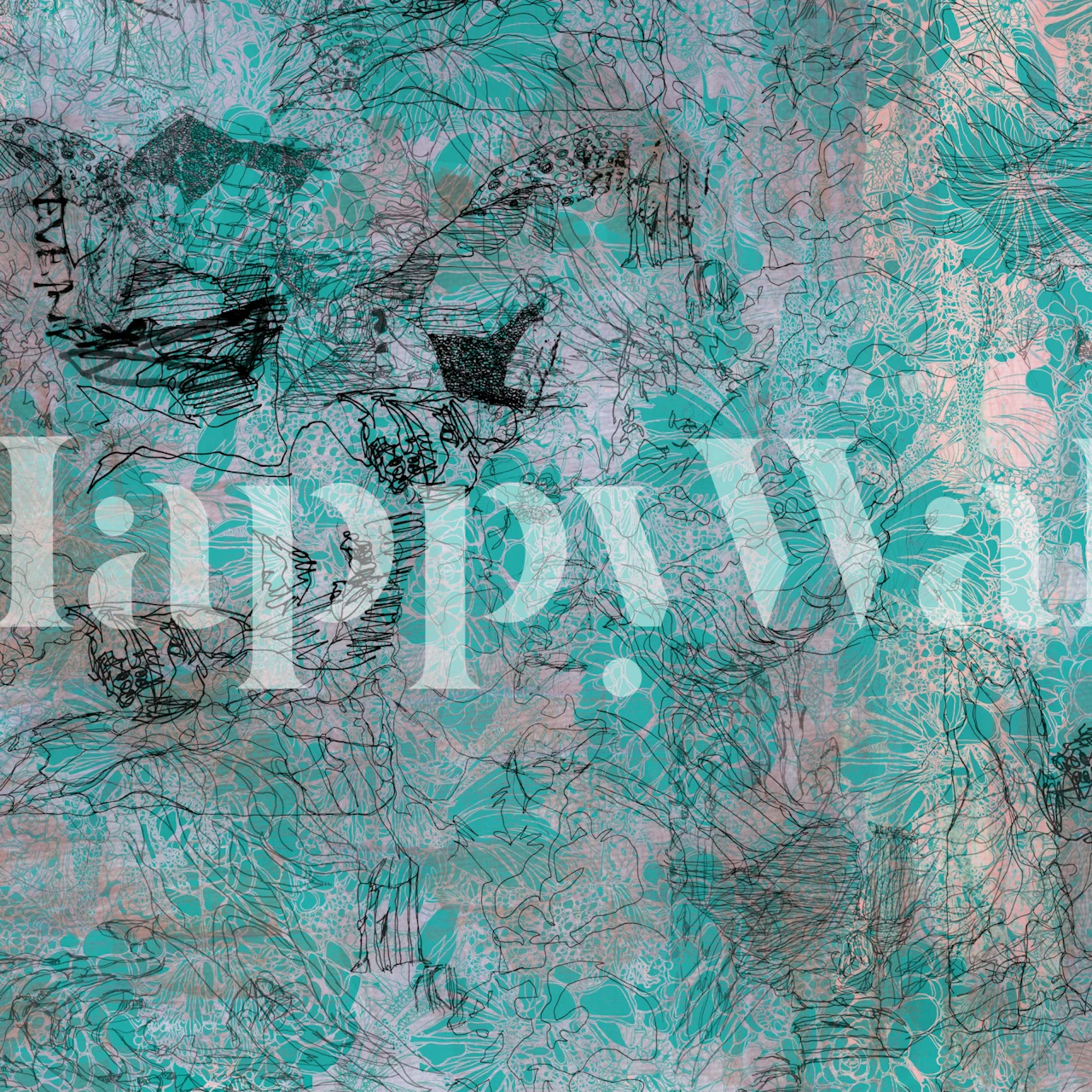 Abstract floral wallpaper in a styled room