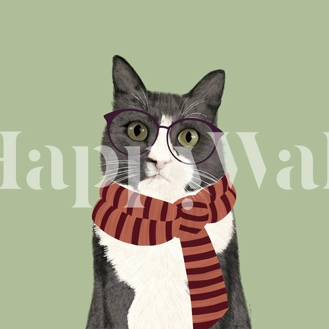 Hipster cat wallpaper in a room