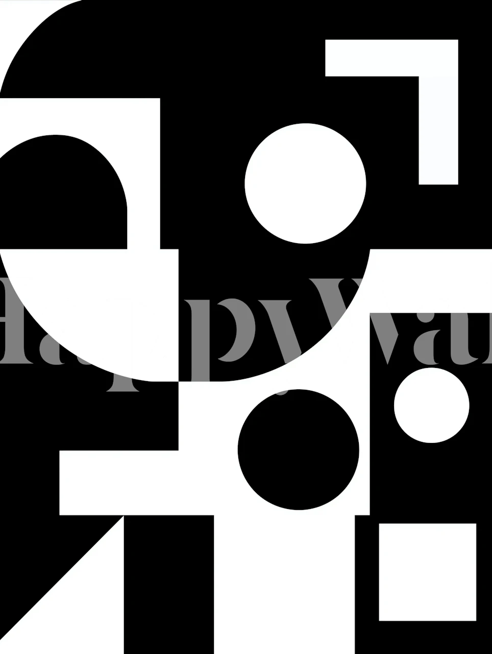 Black and white geometric wallpaper in modern room