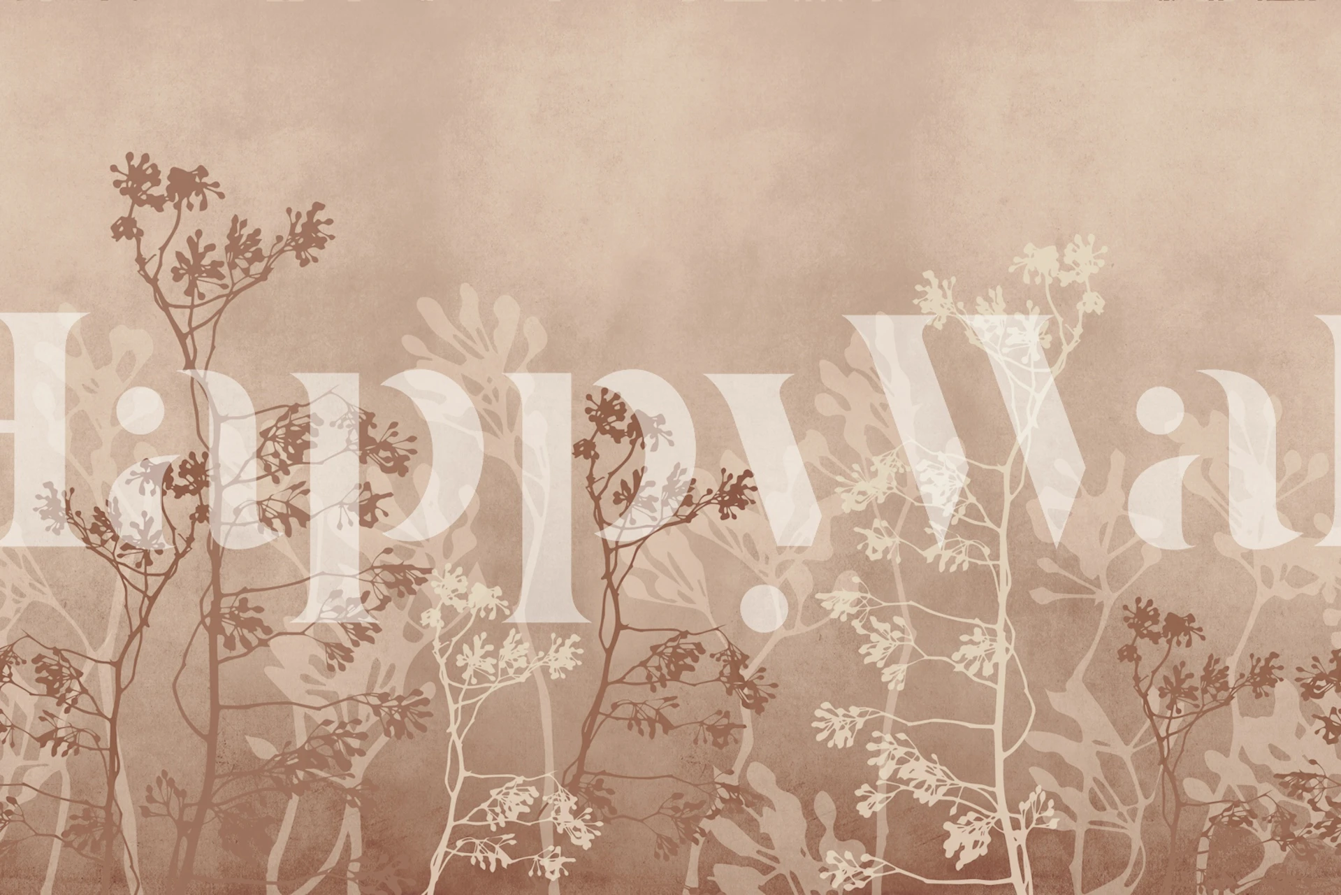 Branch landscape wallpaper in a warm cinnamon room