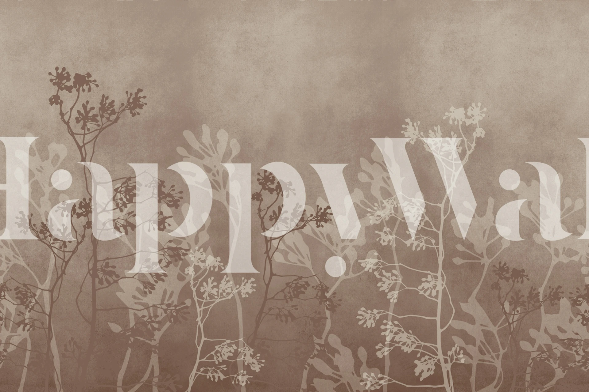 Branch landscape mocha wallpaper in a neutral room