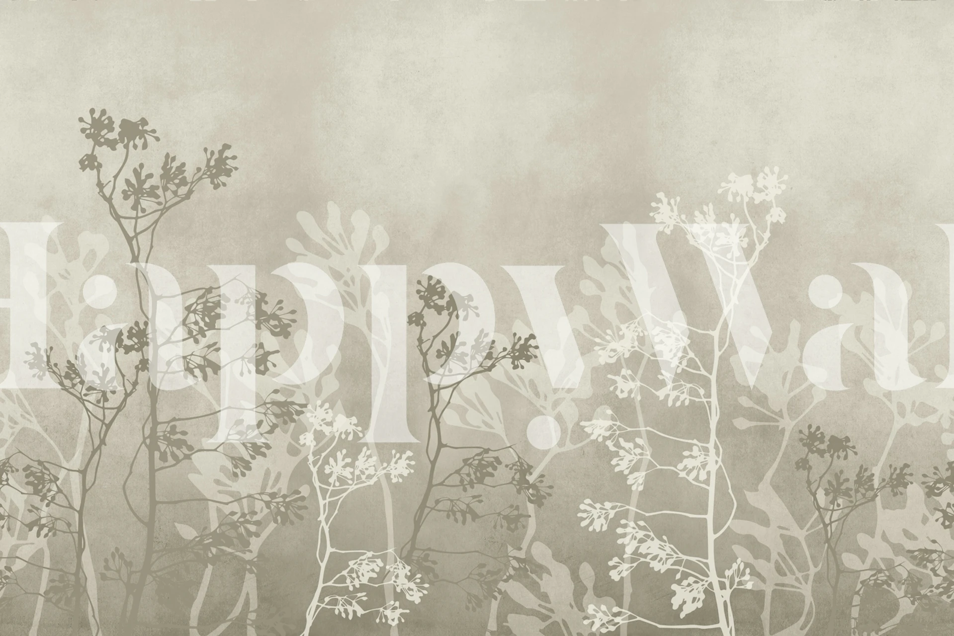 Bisque branch landscape wallpaper in a neutral room