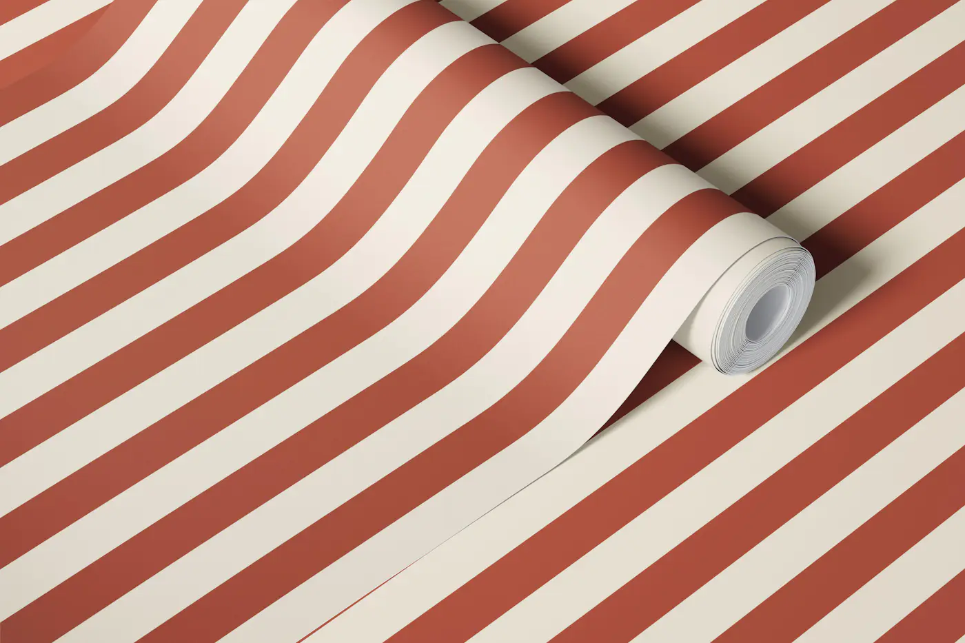 Terracotta and Cream Stripes - Medium wallpaper roll