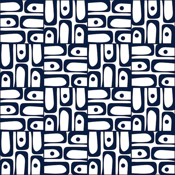 Mid Century Modern Piquet Pattern Navy Blue