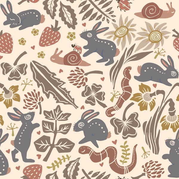 Cute Bunny and Snail Meadow