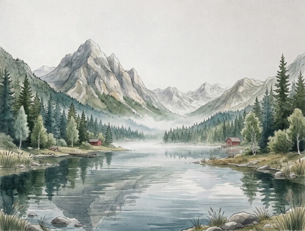Misty Alpine Lake Retreat