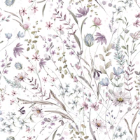 Mauve Flower Delirium - white large wallpaper