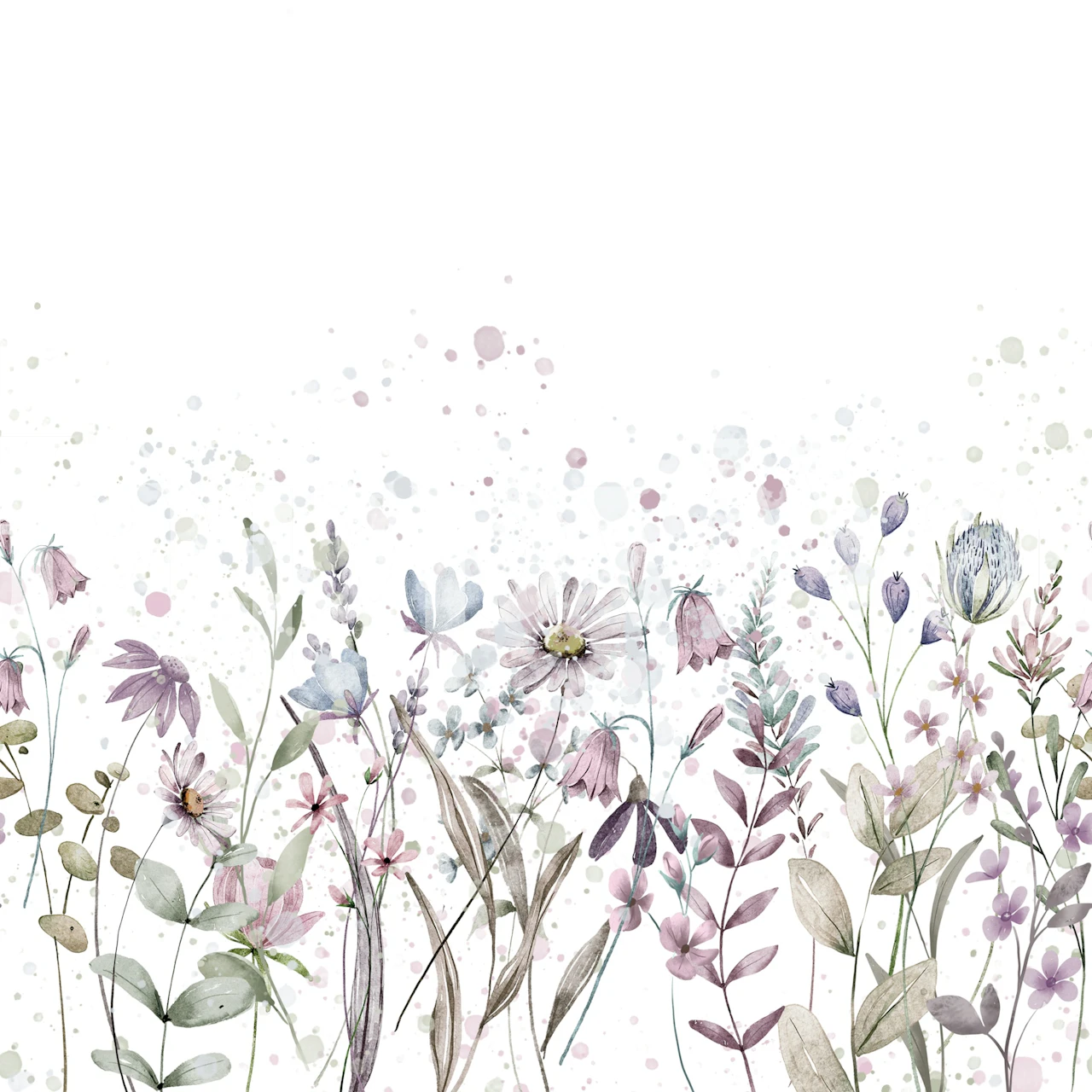 Watercolor floral border wallpaper in a bright room