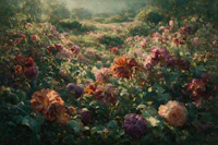 Sunlit Rose Garden Dreamscape tapet
