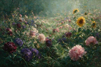 Sunlit Cottage Flower Garden tapet
