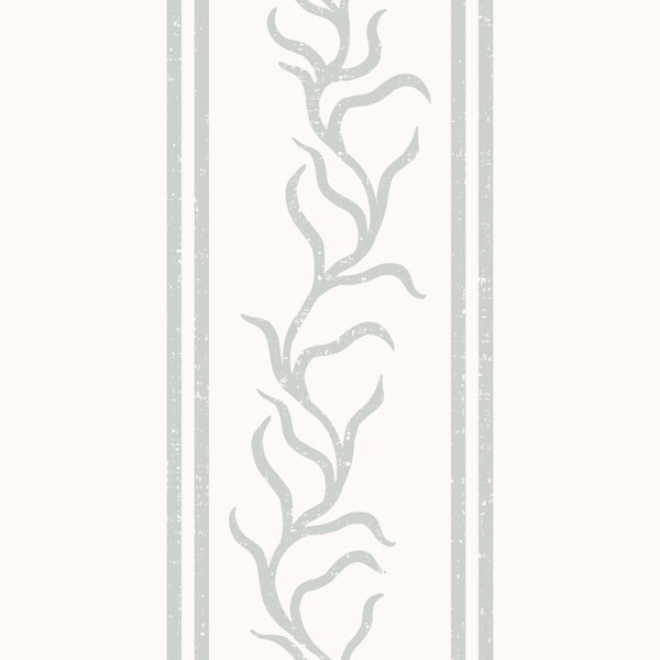 Leafy Vine & Double Stripes - Light Gray