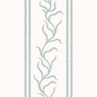 Leafy Vine & Double Stripes - Dusty Blue wallpaper