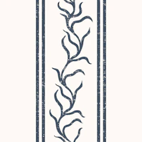 Leafy Vine & Double Stripes - Navy Blue wallpaper