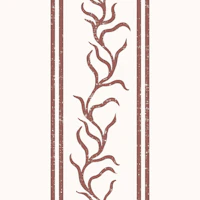 Leafy Vine & Double Stripes -Terracotta Brown wallpaper