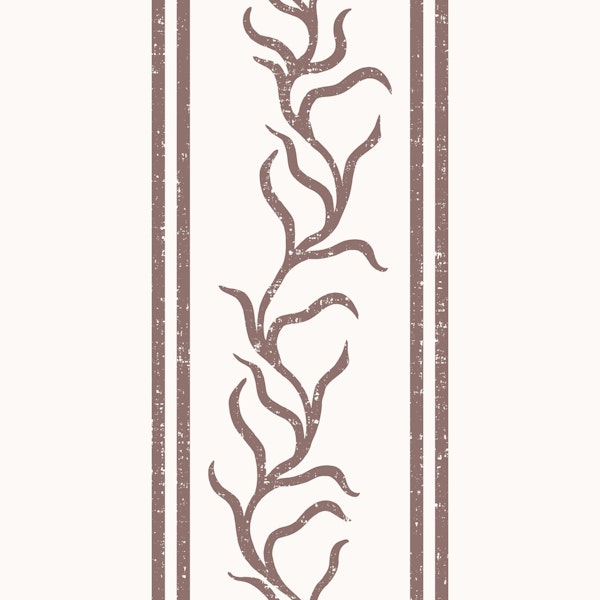 Leafy Vines & Double Stripes - Deep Rusty Red
