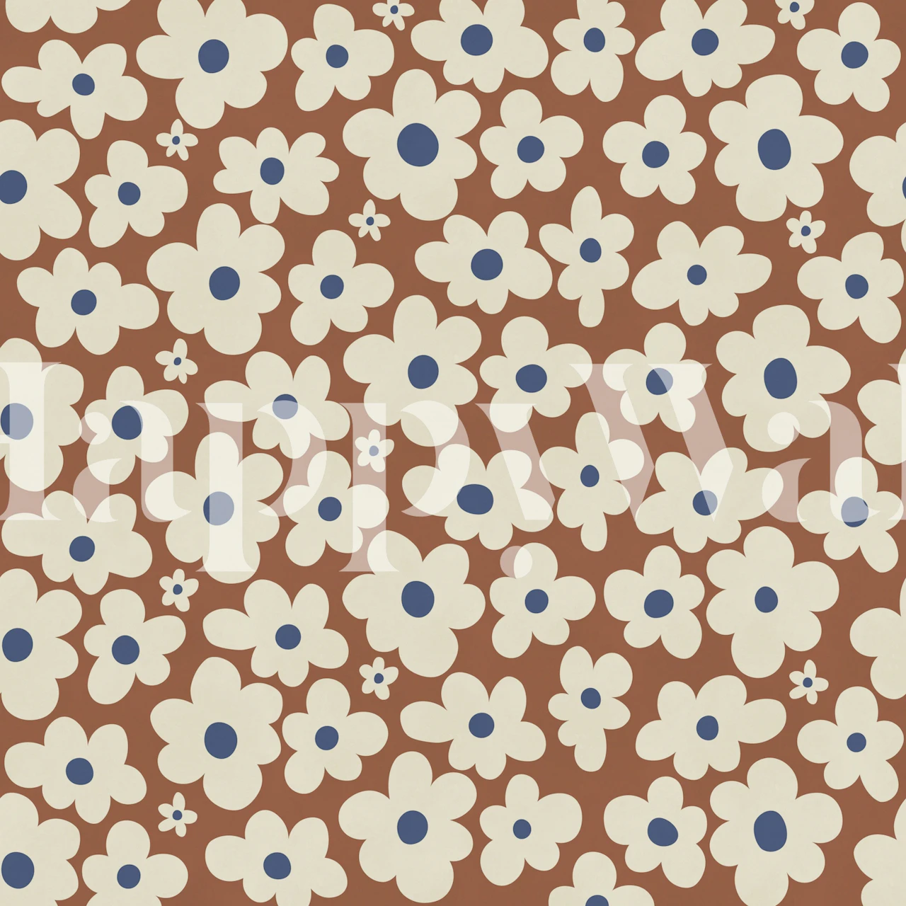 Retro daisy wallpaper in a room