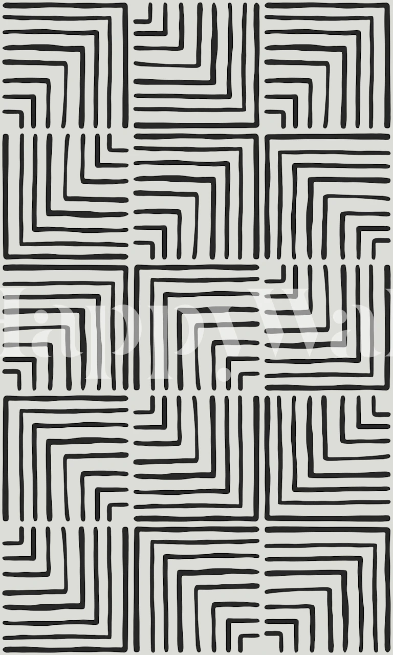 Bold Black Maze Lines wallpaper